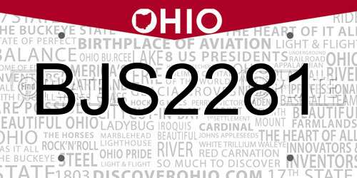BJS2281 Ohio License Plate