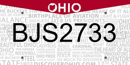 BJS2733 Ohio License Plate