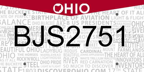 BJS2751 Ohio License Plate