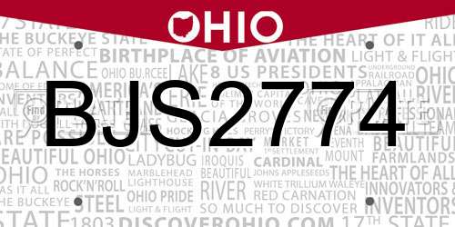 BJS2774 Ohio License Plate