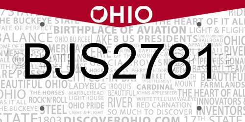 BJS2781 Ohio License Plate