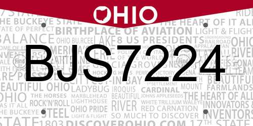BJS7224 Ohio License Plate
