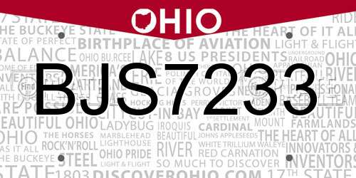 BJS7233 Ohio License Plate