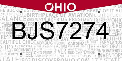 BJS7274 Ohio License Plate