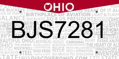 BJS7281 Ohio License Plate