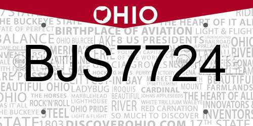 BJS7724 Ohio License Plate