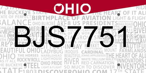 BJS7751 Ohio License Plate