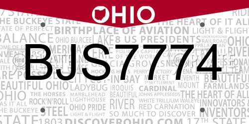 BJS7774 Ohio License Plate