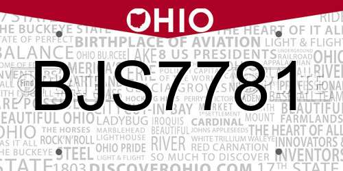 BJS7781 Ohio License Plate