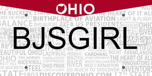 BJSGIRL Ohio License Plate
