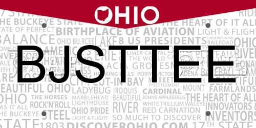 BJSTTEE Ohio License Plate