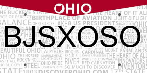 BJSXOSO Ohio License Plate
