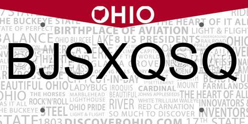 BJSXQSQ Ohio License Plate