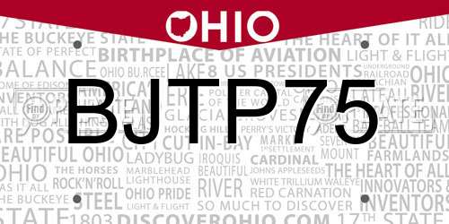 BJTP75 Ohio License Plate