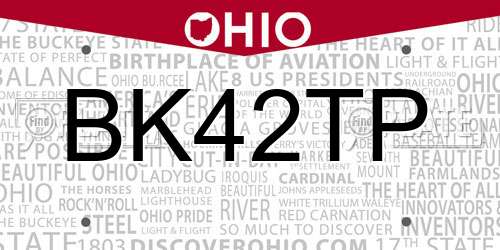 BK42TP Ohio License Plate