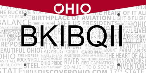 BKIBQII Ohio License Plate