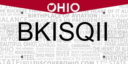 BKISQII Ohio License Plate