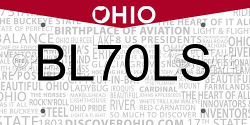 BL70LS Ohio License Plate