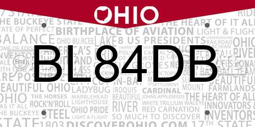 BL84DB Ohio License Plate
