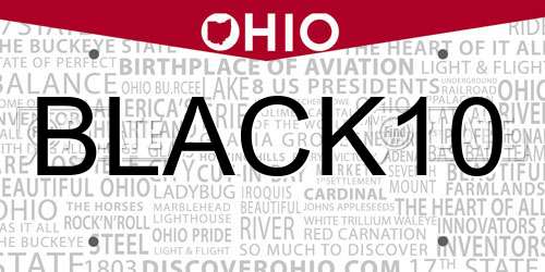 BLACK10 Ohio License Plate