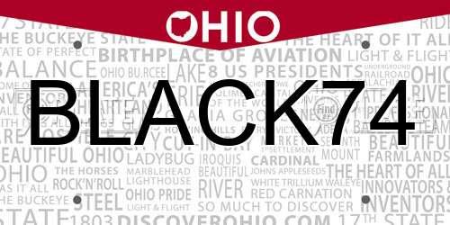 BLACK74 Ohio License Plate