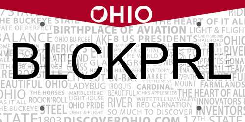 BLCKPRL Ohio License Plate