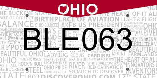 BLE063 Ohio License Plate