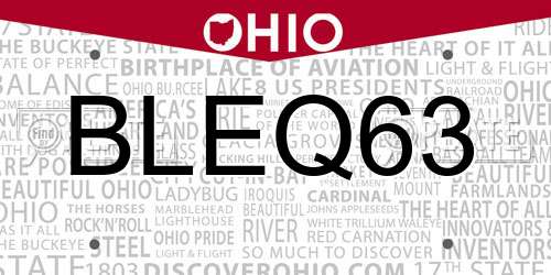 BLEQ63 Ohio License Plate