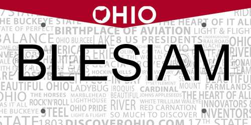 BLESIAM Ohio License Plate