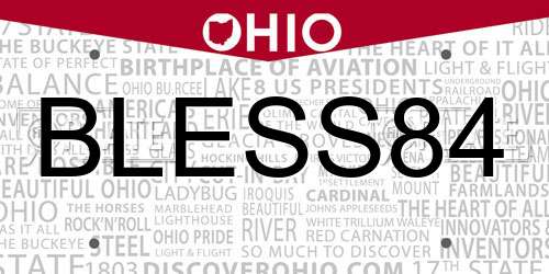 BLESS84 Ohio License Plate