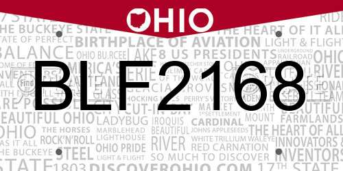 BLF2168 Ohio License Plate