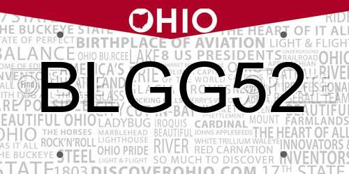 BLGG52 Ohio License Plate