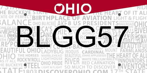 BLGG57 Ohio License Plate