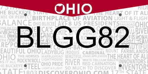 BLGG82 Ohio License Plate