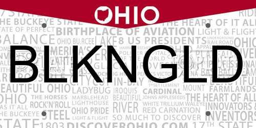 BLKNGLD Ohio License Plate