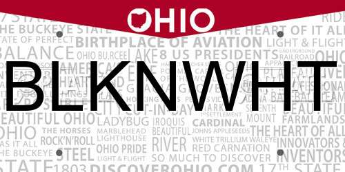 BLKNWHT Ohio License Plate