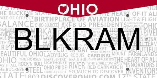BLKRAM Ohio License Plate