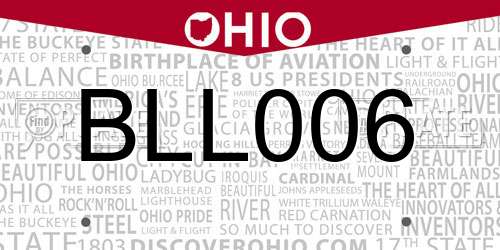 BLL006 Ohio License Plate