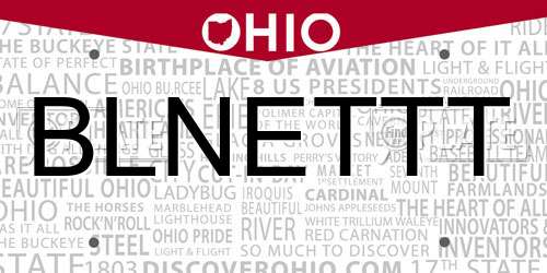 BLNETTT Ohio License Plate
