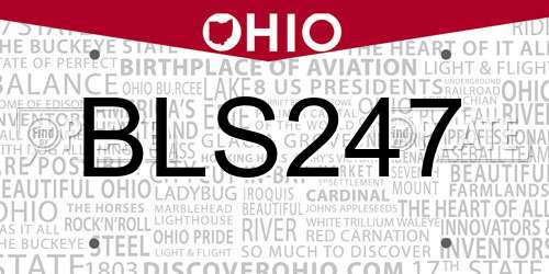 BLS247 Ohio License Plate