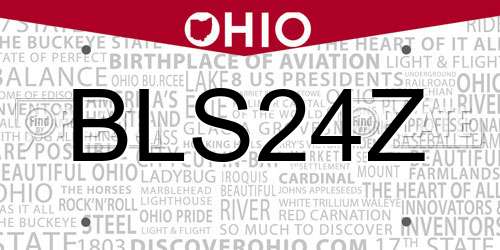 BLS24Z Ohio License Plate