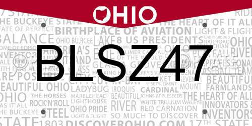BLSZ47 Ohio License Plate