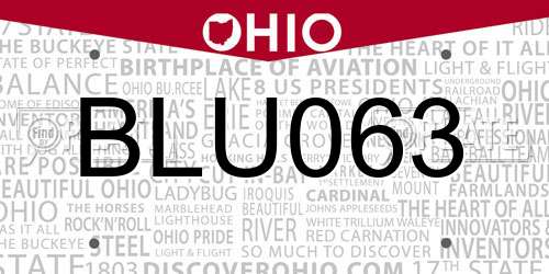 BLU063 Ohio License Plate