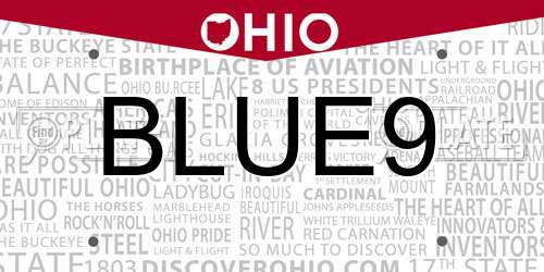 BLUE9 Ohio License Plate