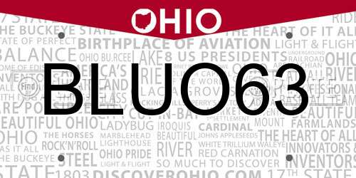 BLUO63 Ohio License Plate