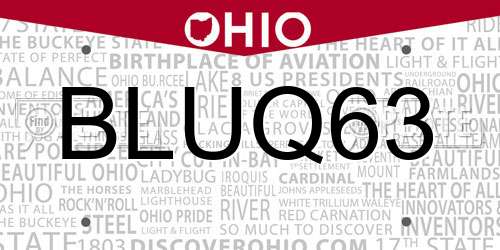 BLUQ63 Ohio License Plate