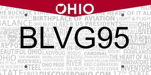 BLVG95 Ohio License Plate