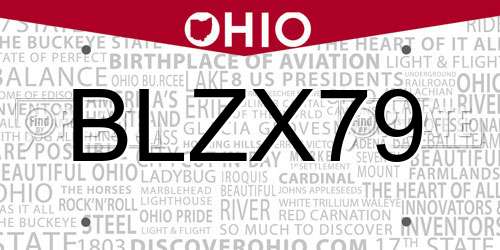 BLZX79 Ohio License Plate