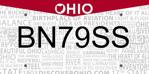 BN79SS Ohio License Plate