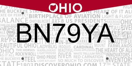 BN79YA Ohio License Plate